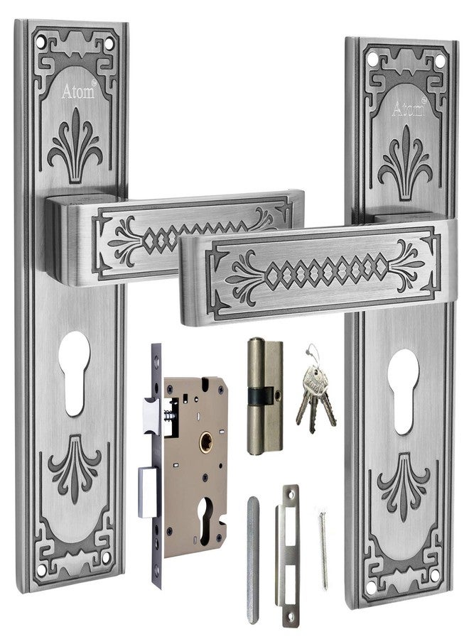 Atom Heavy Duty Mortise Door Lock with Both Sided Key for Bedroom, Living Room, Main Door, Black Silver Finish | 3 Keys | Lockset for House Hotel Office(O37CYBSK) - Image 1